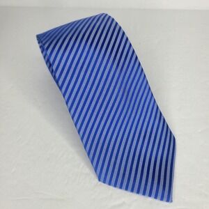 Donald Trump Blue Striped Silk‎  Neck Tie Gold Bar Signature Collection Handmade